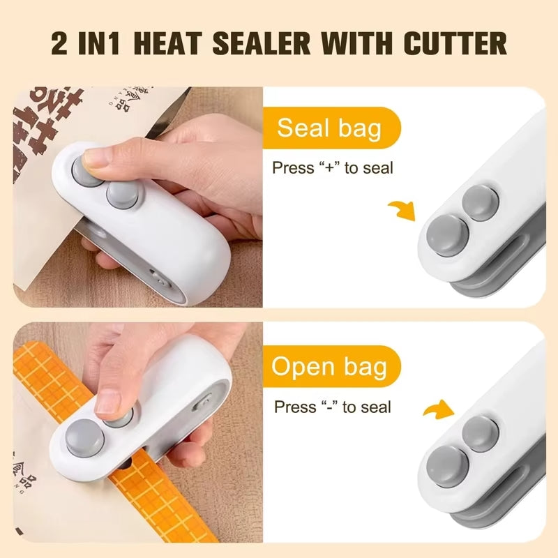Mini sellador de bolsas 2 en 1