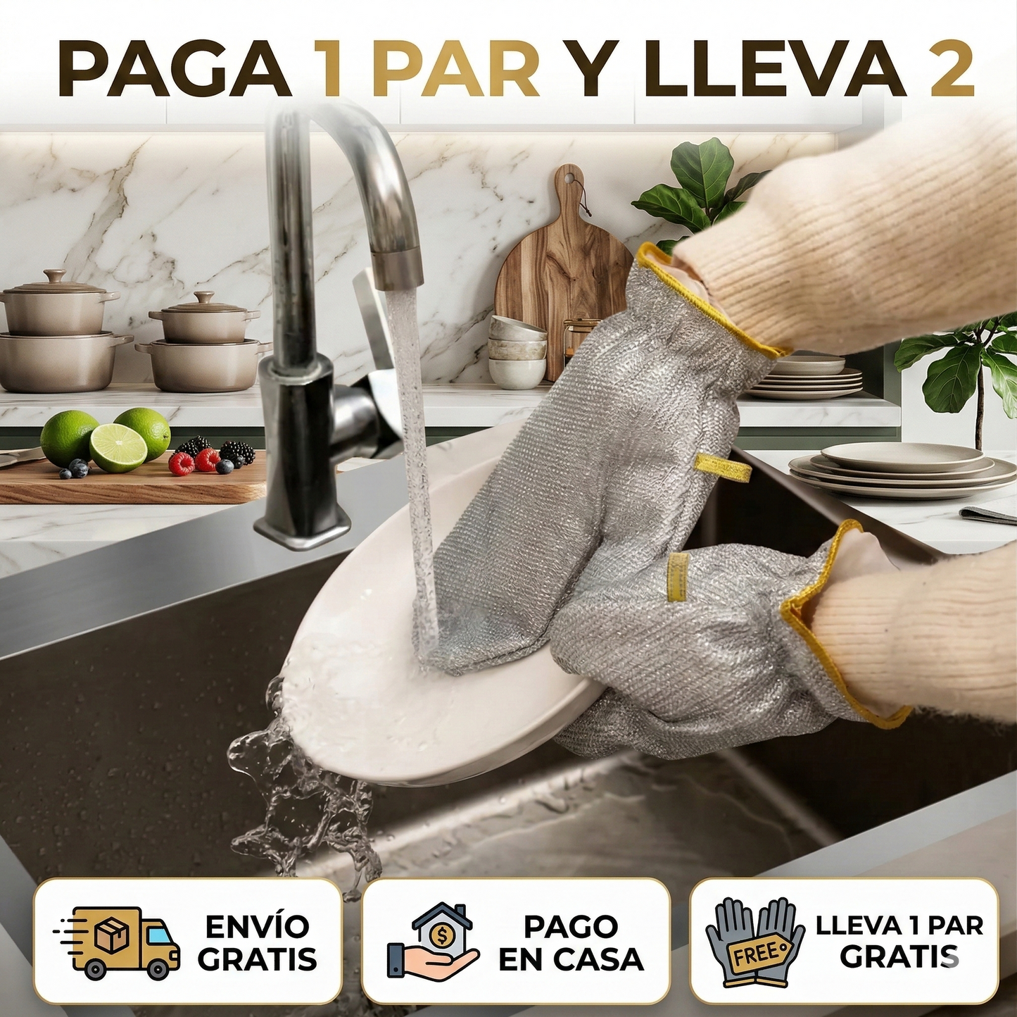 Guantes Alambre Acero paga 1 par y lleva 2